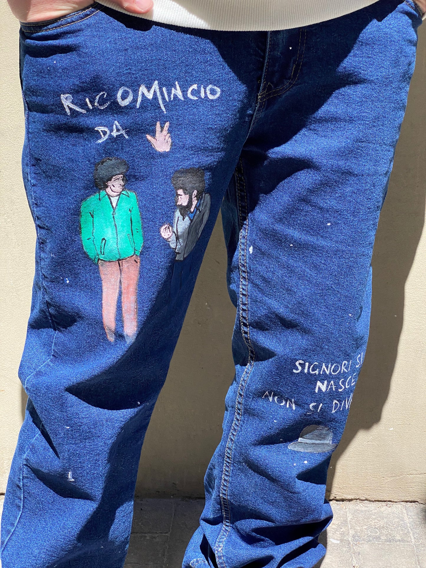 JEANS MASSIMO TROISI RICOMINCIO DA TRE CUSTOM HANDMADE