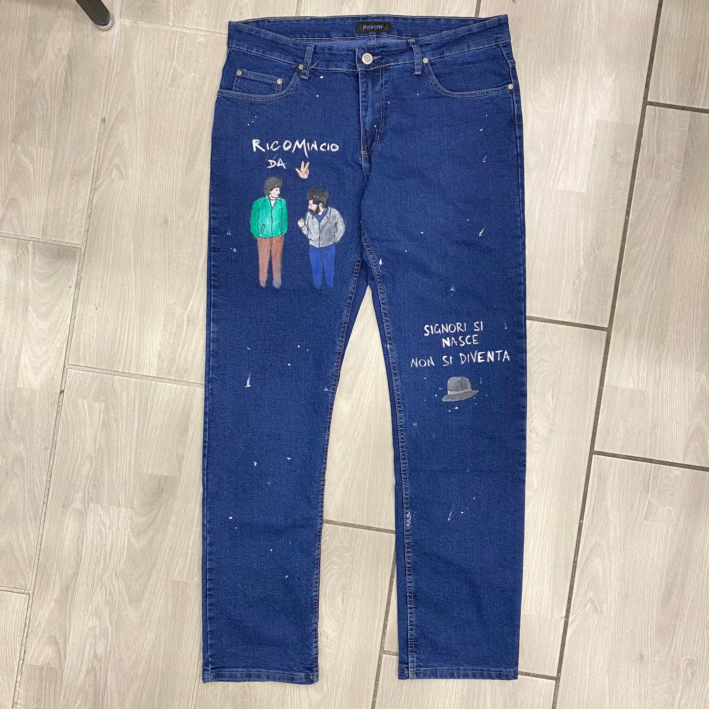 JEANS MASSIMO TROISI RICOMINCIO DA TRE CUSTOM HANDMADE