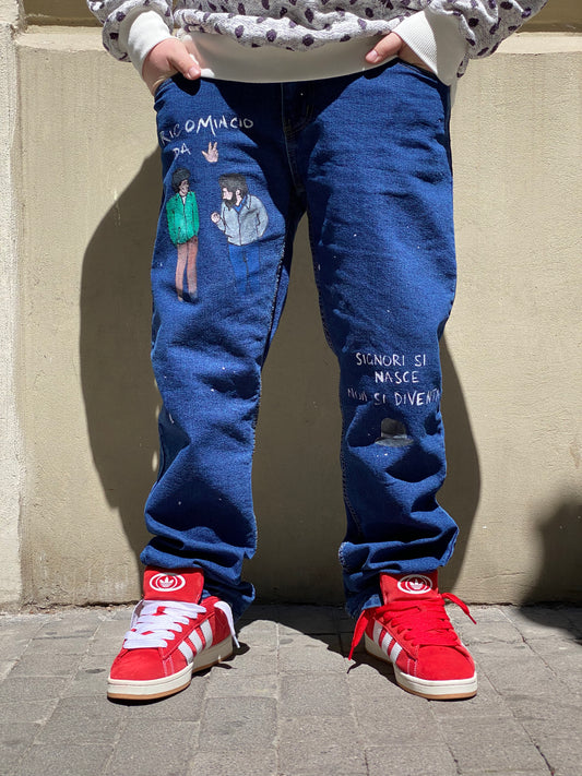 JEANS MASSIMO TROISI RICOMINCIO DA TRE CUSTOM HANDMADE