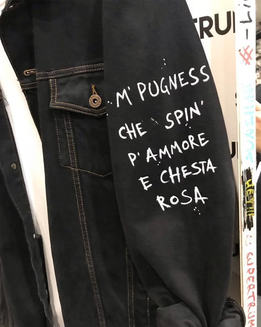 GIACCA JEANS CUSTOM “P’AMMORE E CHESTA ROSA”