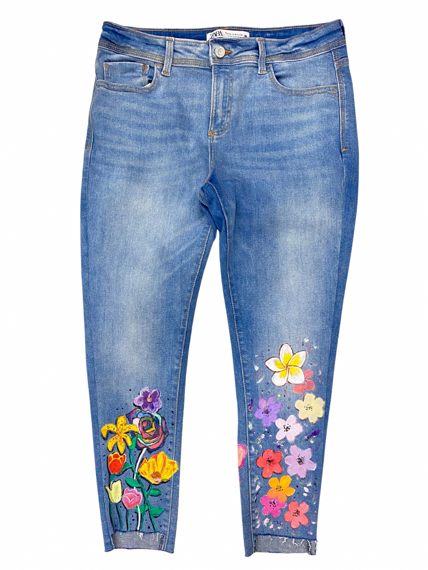 JEANS FLOWERS CUSTOM HANDMADE