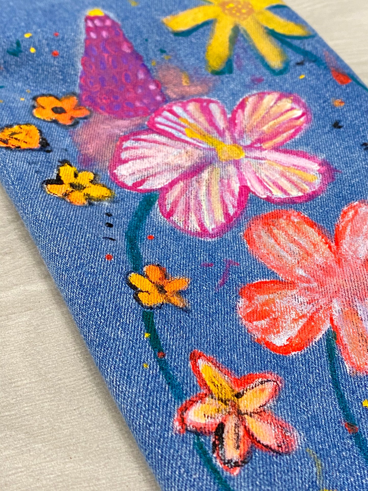 JEANS FLOWERS CUSTOM HANDMADE