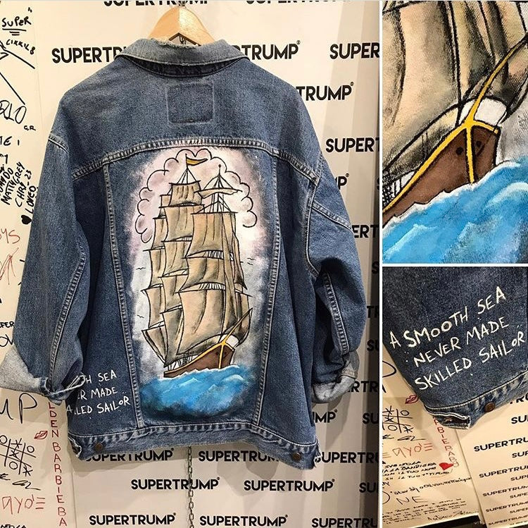 Custom “velerio” giacca di jeans