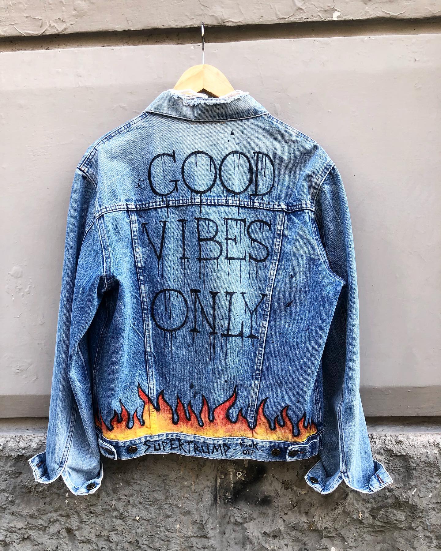 Good vibes only denim hot sale jacket