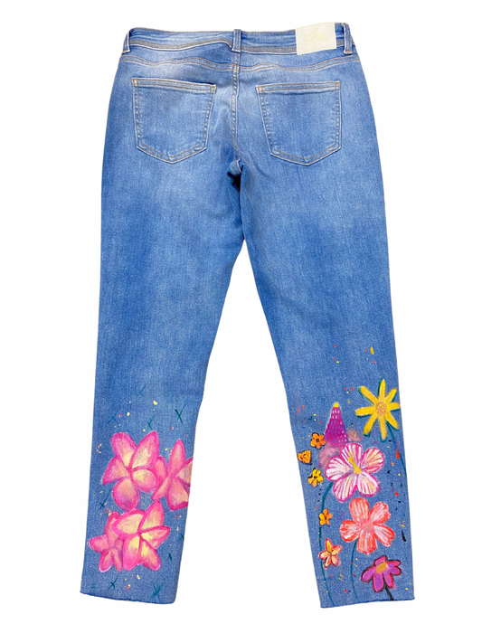 JEANS FLOWERS CUSTOM HANDMADE