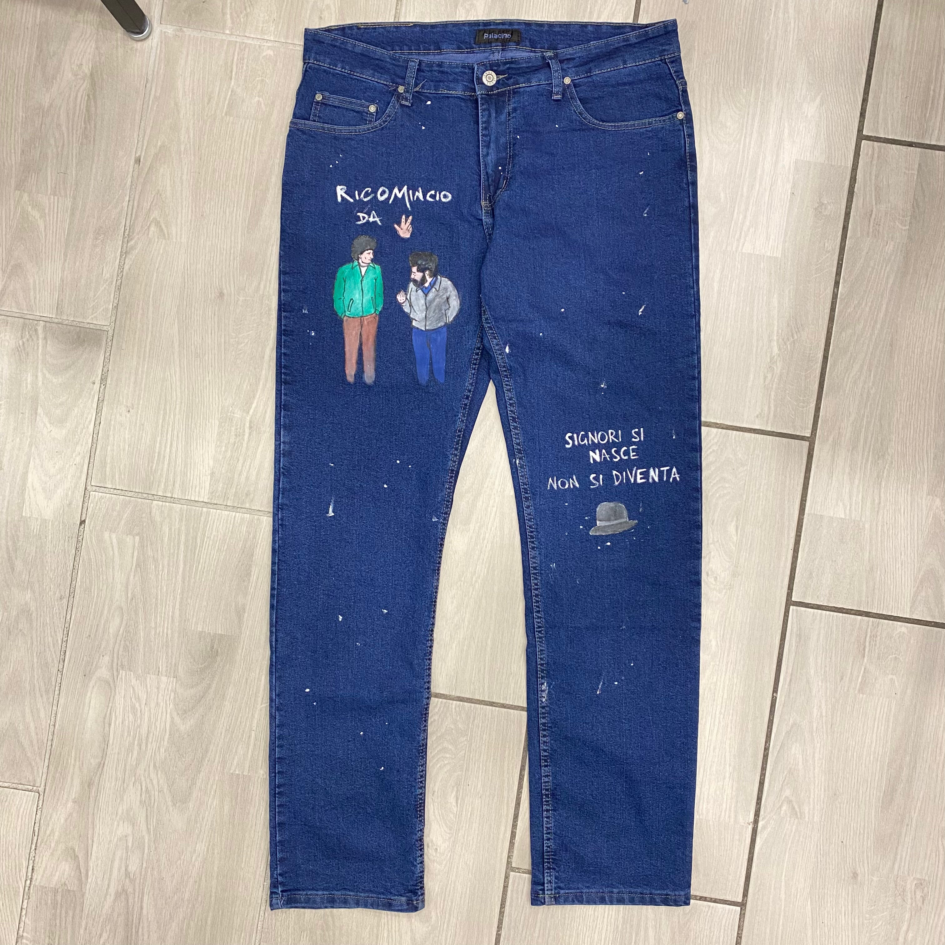 JEANS MASSIMO TROISI RICOMINCIO DA TRE CUSTOM HANDMADE