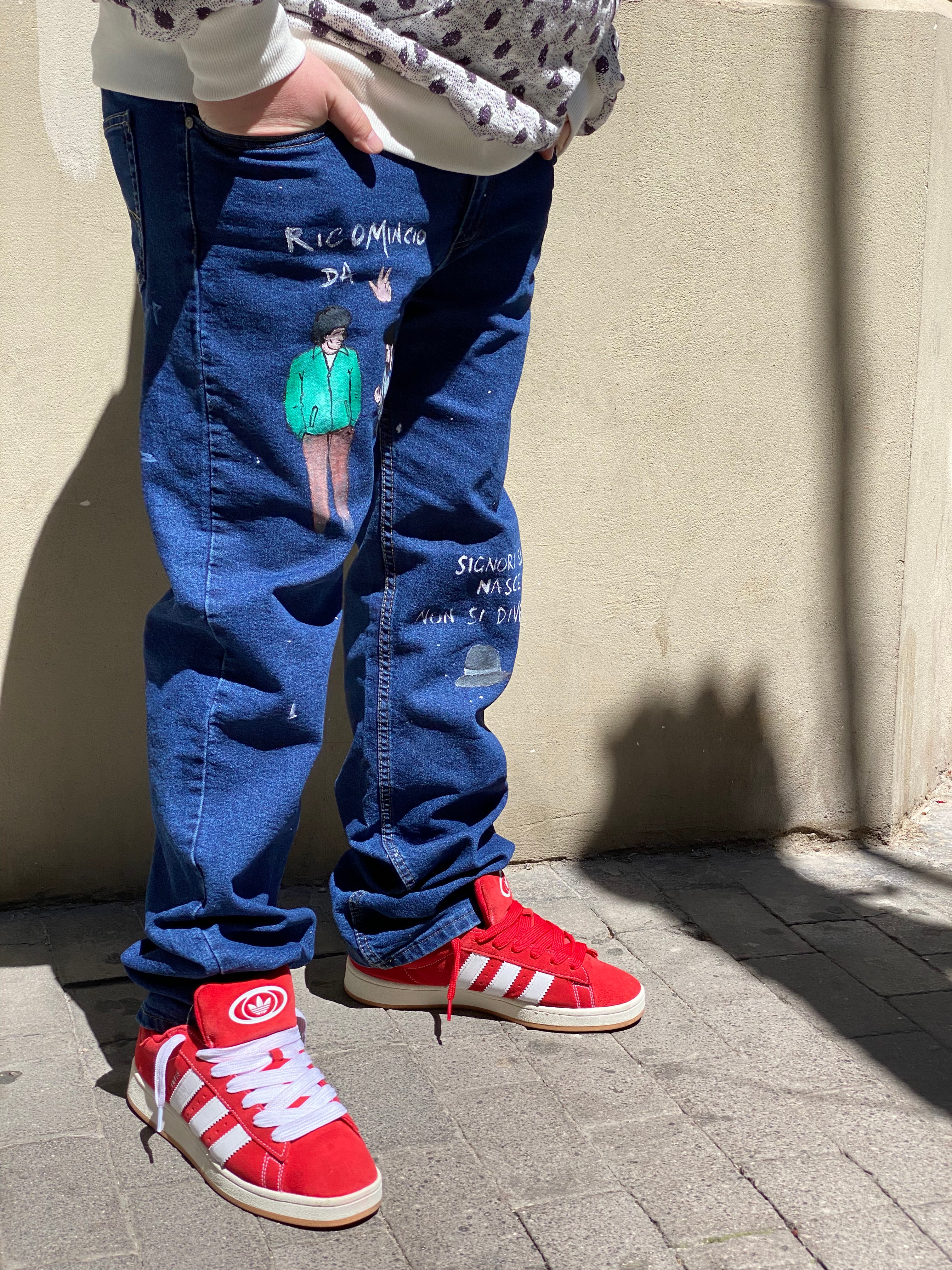 JEANS MASSIMO TROISI RICOMINCIO DA TRE CUSTOM HANDMADE