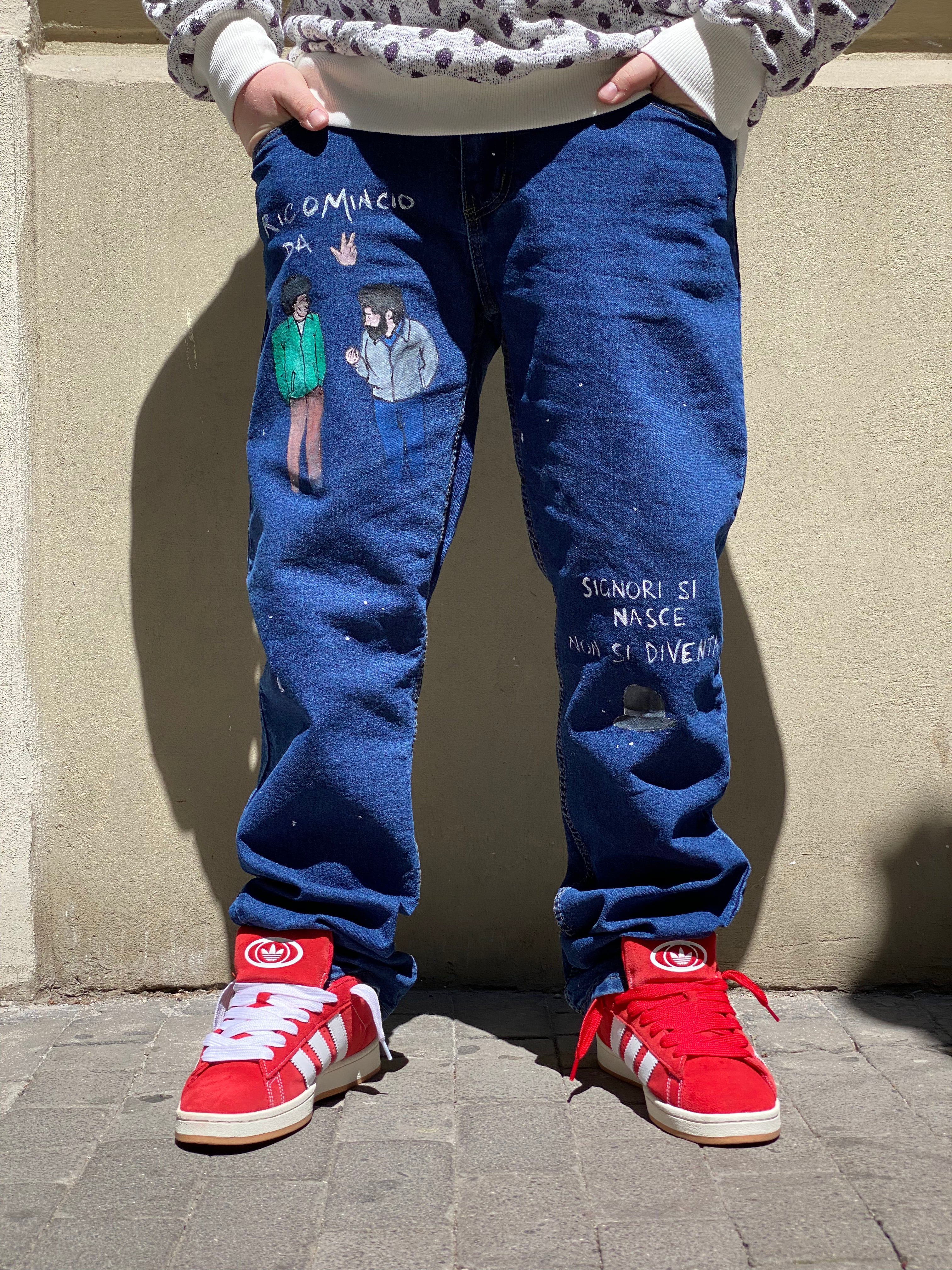 JEANS MASSIMO TROISI RICOMINCIO DA TRE CUSTOM HANDMADE