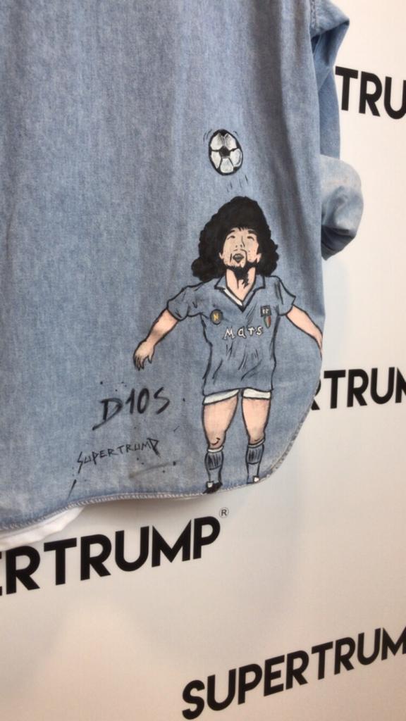 Custom Diego Armando Maradona su camicia di jeans